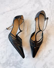 Chanel Black Leather Strappy CC Pumps With Signature Metal Heel (EU 35.5)