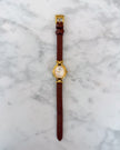 Vintage Fendi Gold Tone Watch with Brown Leather Strap