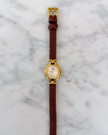 Vintage Fendi Gold Tone Watch with Brown Leather Strap