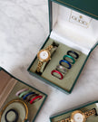 Vintage Gucci Gold Bracelet Watch - Full Set with 6 Interchangeable Bezels & Original Box