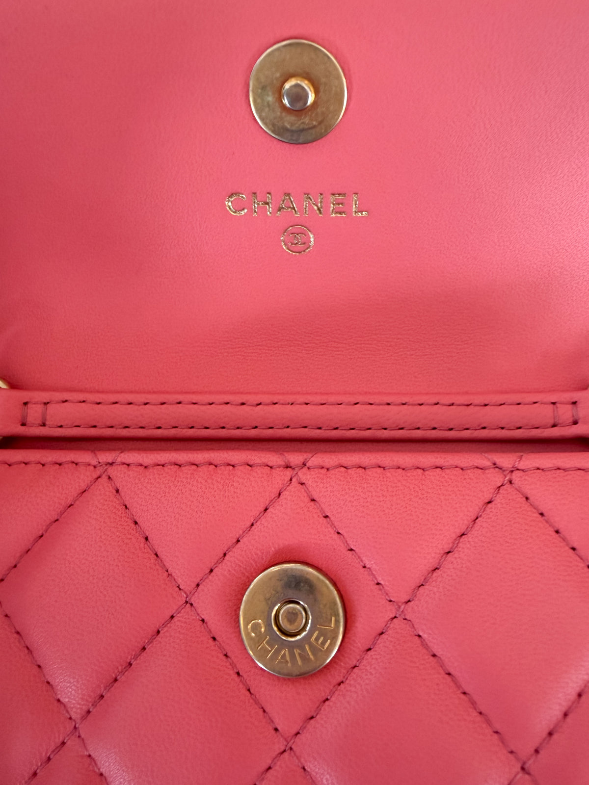 Chanel Coral Pink Quilted Lambskin CC Coco Ball Chain Bag