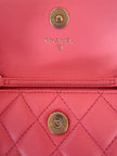 Chanel Coral Pink Quilted Lambskin CC Coco Ball Chain Bag