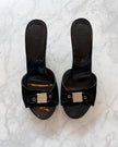 Chanel Silver CC Buckle Mules (EU 37)