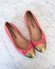 Chanel Raspberry Pink and Gold Two Tone Ballet Flats - Very Rare (35.5)