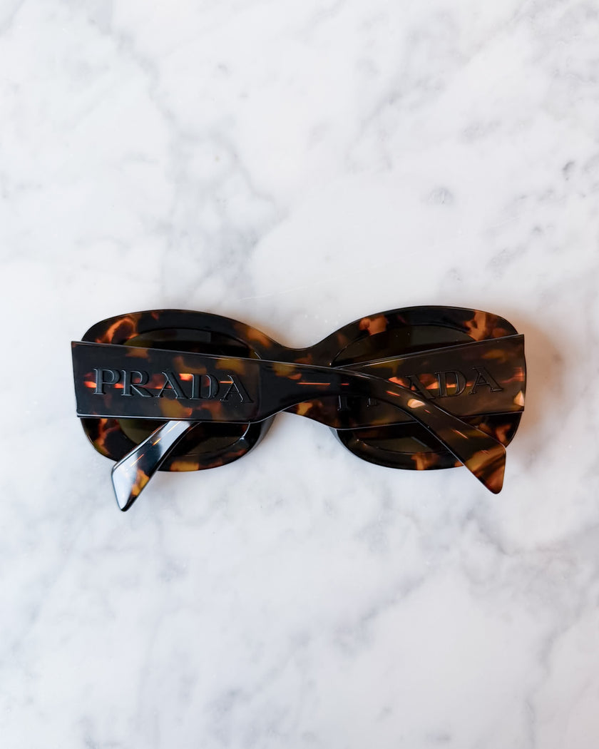 BRAND NEW Prada New Tortoiseshell Brown Oval Sunglasses with Original Case and Box