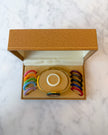Vintage Gucci 345 Gold Bangle Watch with 12 Interchangeable Bezels & Box