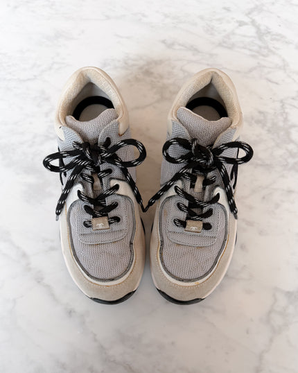 Chanel Grey Suede CC Logo Trainers Model G38299 (36.5)