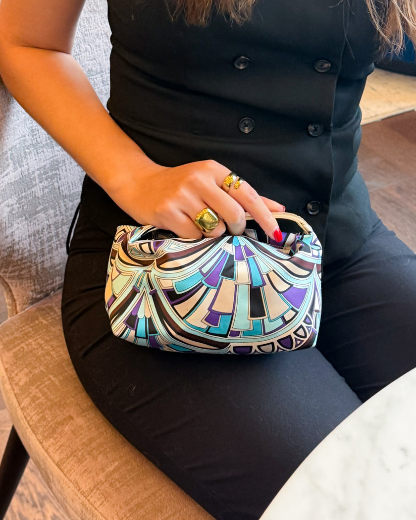 Emilio Pucci Blue & Violet Patterned Handbag