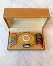 Vintage Gucci 345 Gold Bangle Watch with 12 Interchangeable Bezels & Box