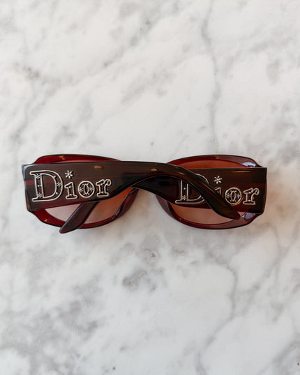 Dior Oxblood Logo Embellished Sunglasses