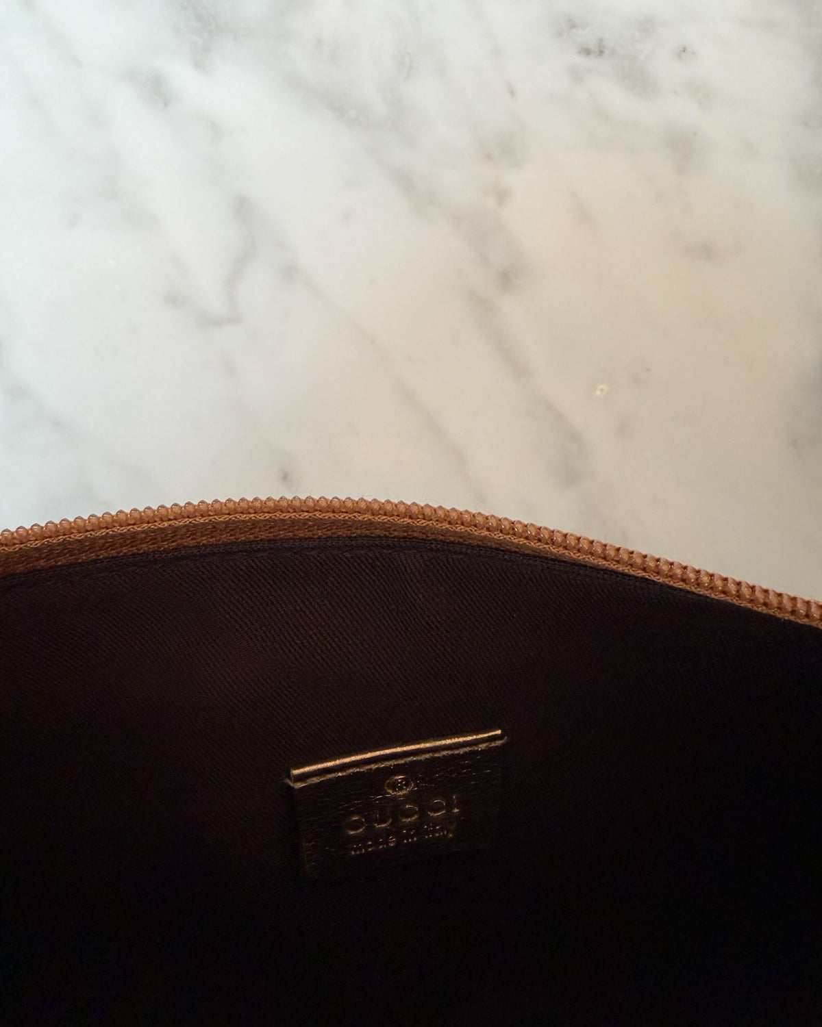 Gucci Bronze Brown GG Monogram Shimmer Satin & Leather Shoulder Bag with Gold Hardware