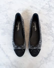Chanel Grey & Black Tweed and Corduroy CC Toe Cap Ballet Flats (39.5)