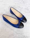 Chanel Electric Blue CC Cap Toe Ballet Flats (37.5)