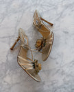 Jimmy Choo Gold Rose Floral Lace-Up Heels (42)
