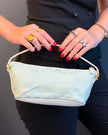 Gucci Baby Blue & White Leather GG Monogram Boat Handbag