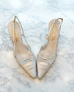 Chanel 2005 CC White Bow Mesh Slingback Heels (36)