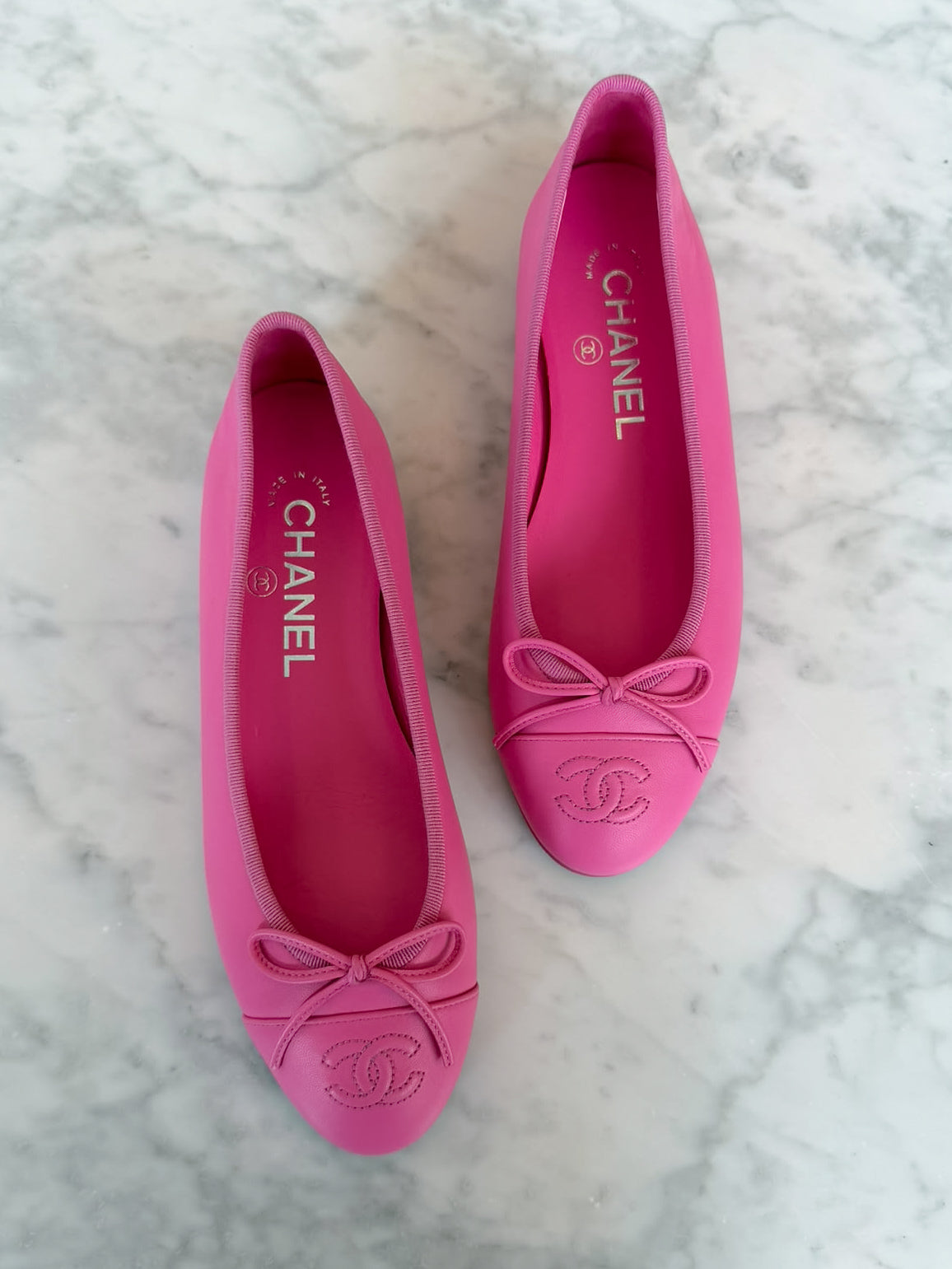 Chanel Bubblegum Pink Leather CC Ballet Flats (35.5) - RARE