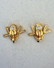 Yves Saint Laurent Vintage Gold-Tone YSL Logo Heart Clip-On Earrings with Red Crystals