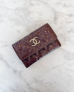 Chanel Purple Patent Quilted Embellished CC Logo Wallet