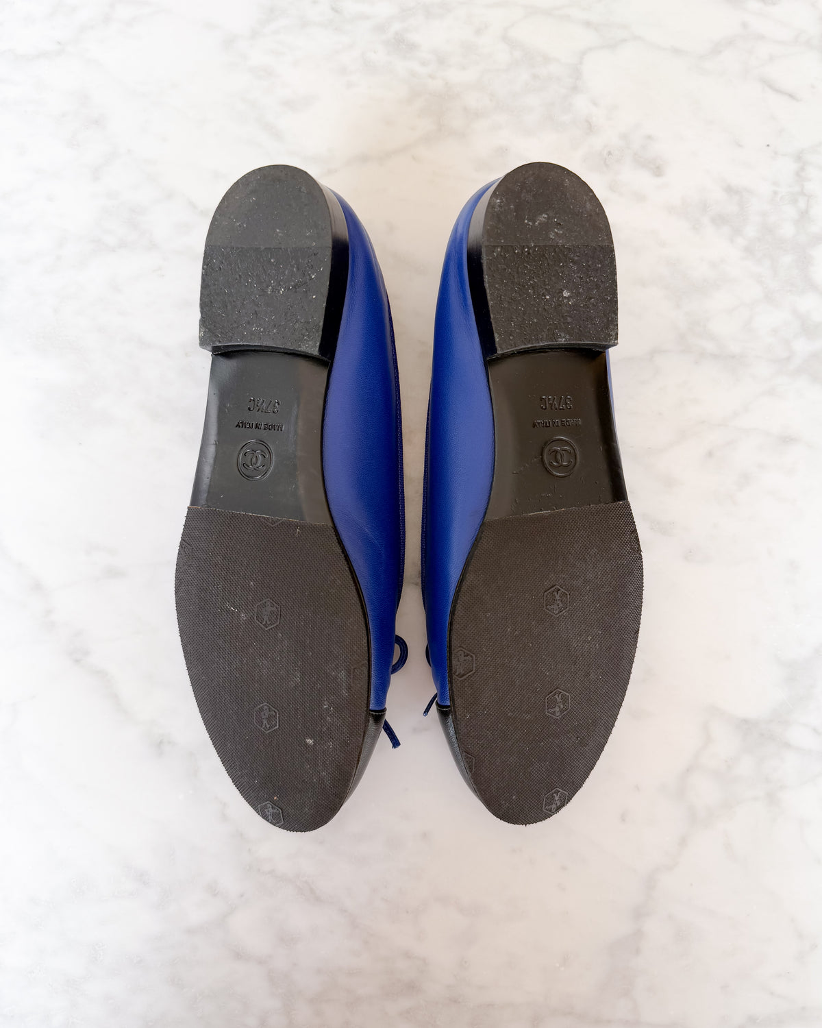Chanel Electric Blue CC Cap Toe Ballet Flats (37.5)