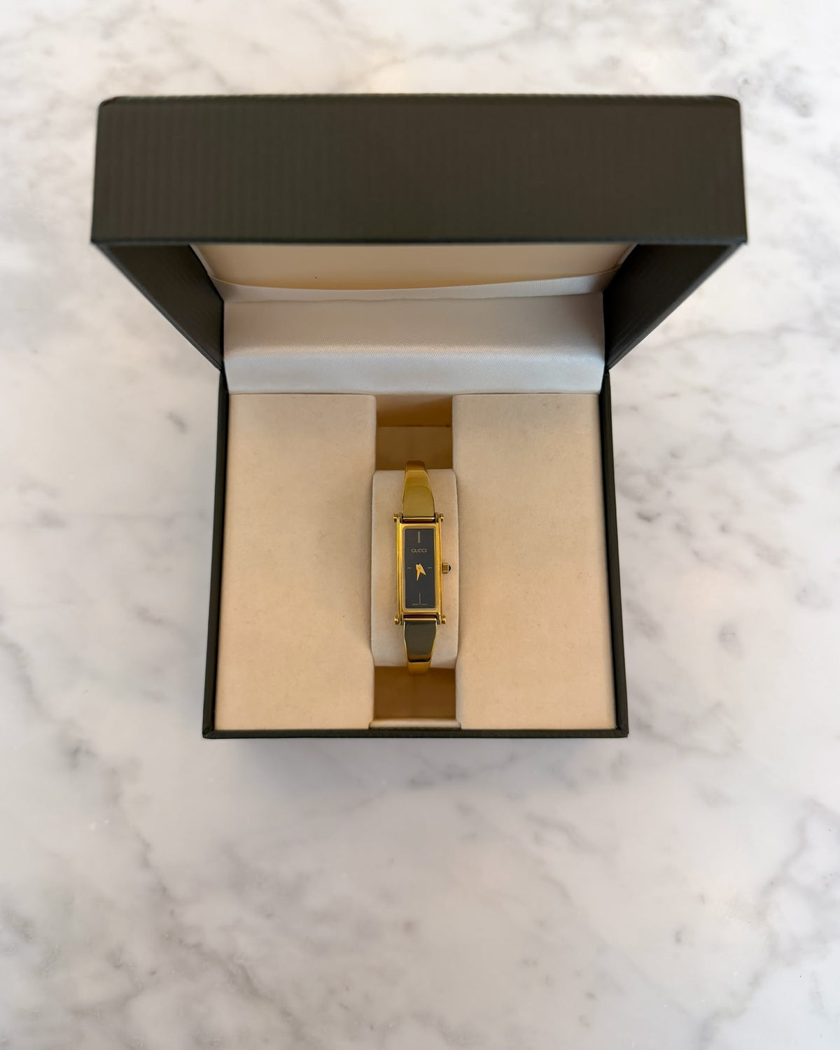 Vintage Gucci 1500L 15th Anniversary Limited Edition Gold Bangle Watch with Box - RARE