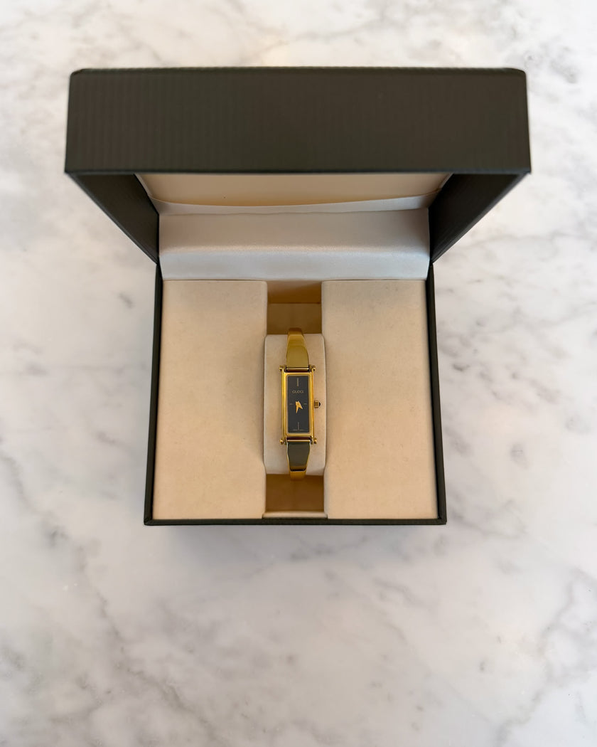 Vintage Gucci 1500L 15th Anniversary Limited Edition Gold Bangle Watch with Box - RARE
