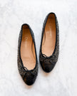 Chanel Black & White Woven Tweed Ballet Flats (37.5)