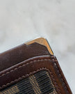 Fendi Zucca Monogram Canvas Cardholder with Brown Leather Trim