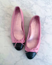 Chanel Shimmer Pink & Black CC Ballet Flats (36.5)