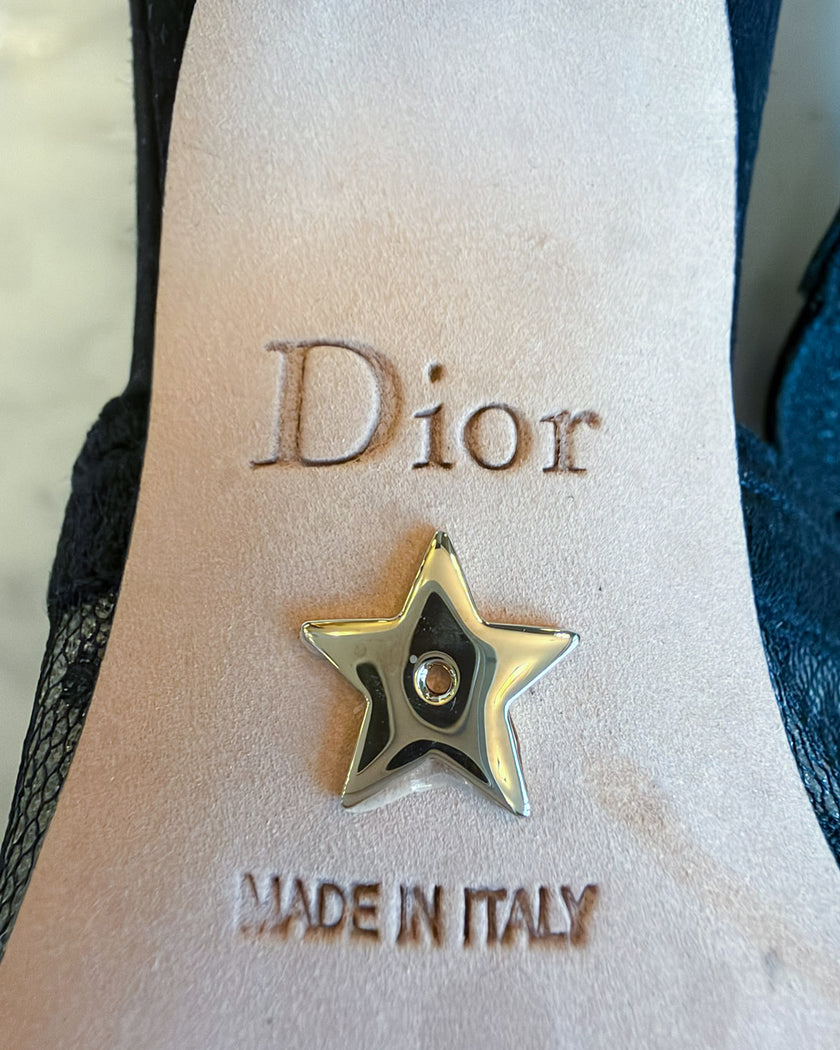 Dior J’Adior Polka Dot Mesh Slingback Heels (36)
